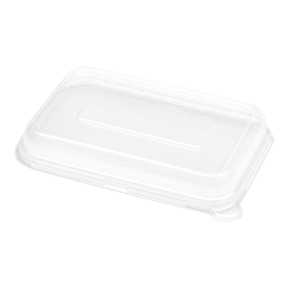 Pulp Tek Rectangle Clear Plastic Dome Lid - Fits 12 and 16 oz Bagasse Container - 100 count box
