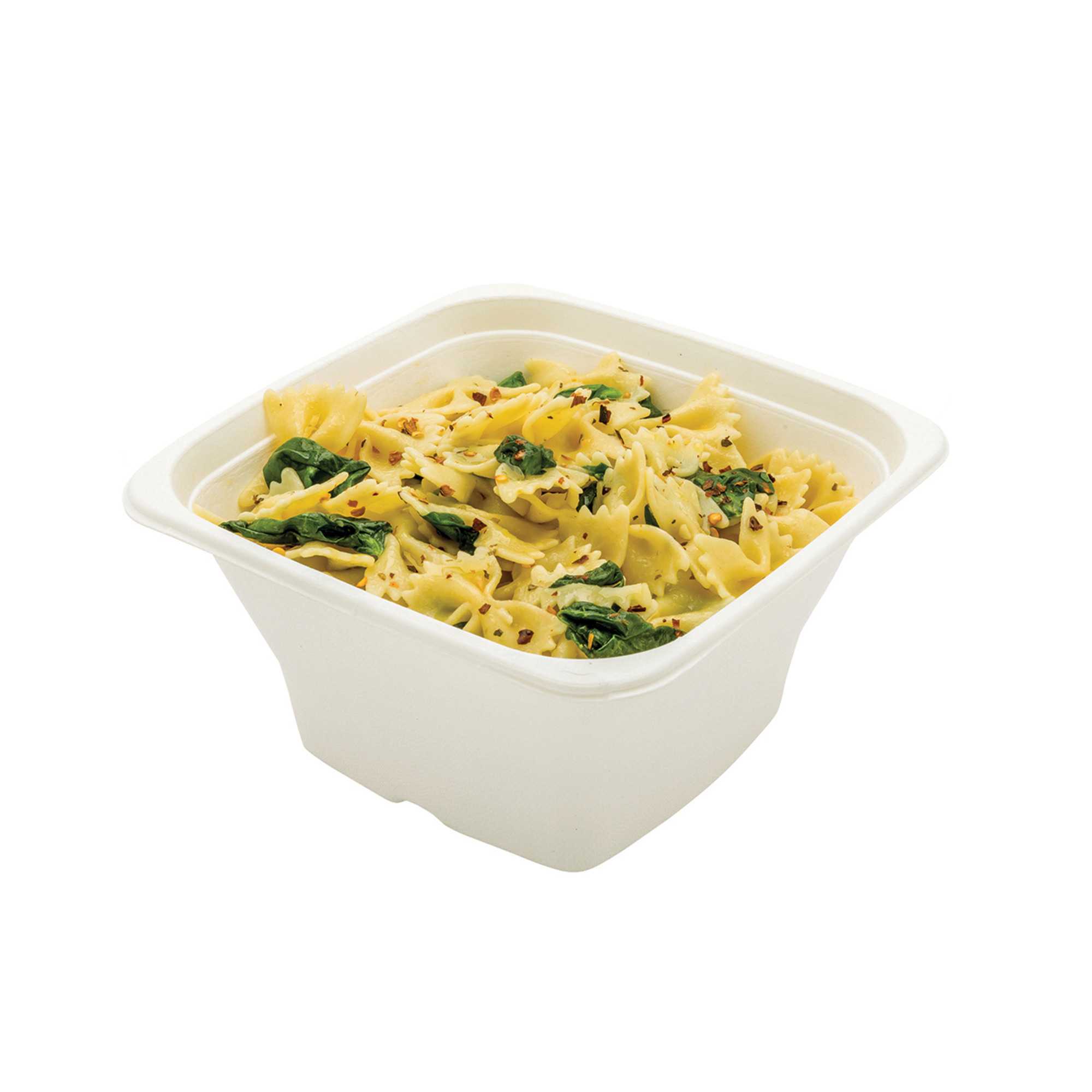 Pulp Tek 42 oz Square White Sugarcane / Bagasse Tall Bowl - 7" x 7" x 3 1/2" - 100 count box