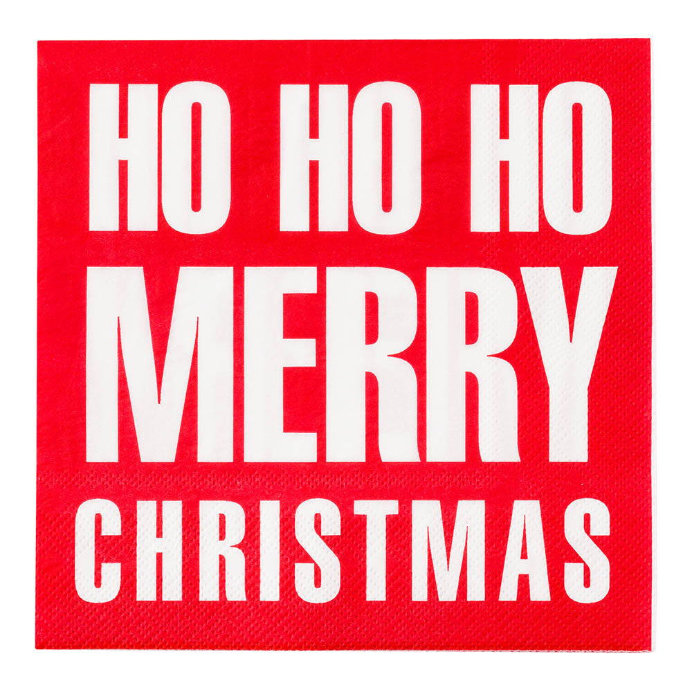 Luxenap Red Paper Luncheon Napkin - Ho Ho Ho - 13" x 13" - 500 count box