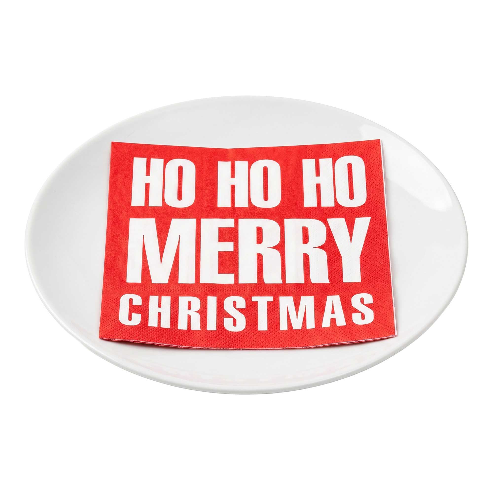 Luxenap Red Paper Luncheon Napkin - Ho Ho Ho - 13" x 13" - 500 count box