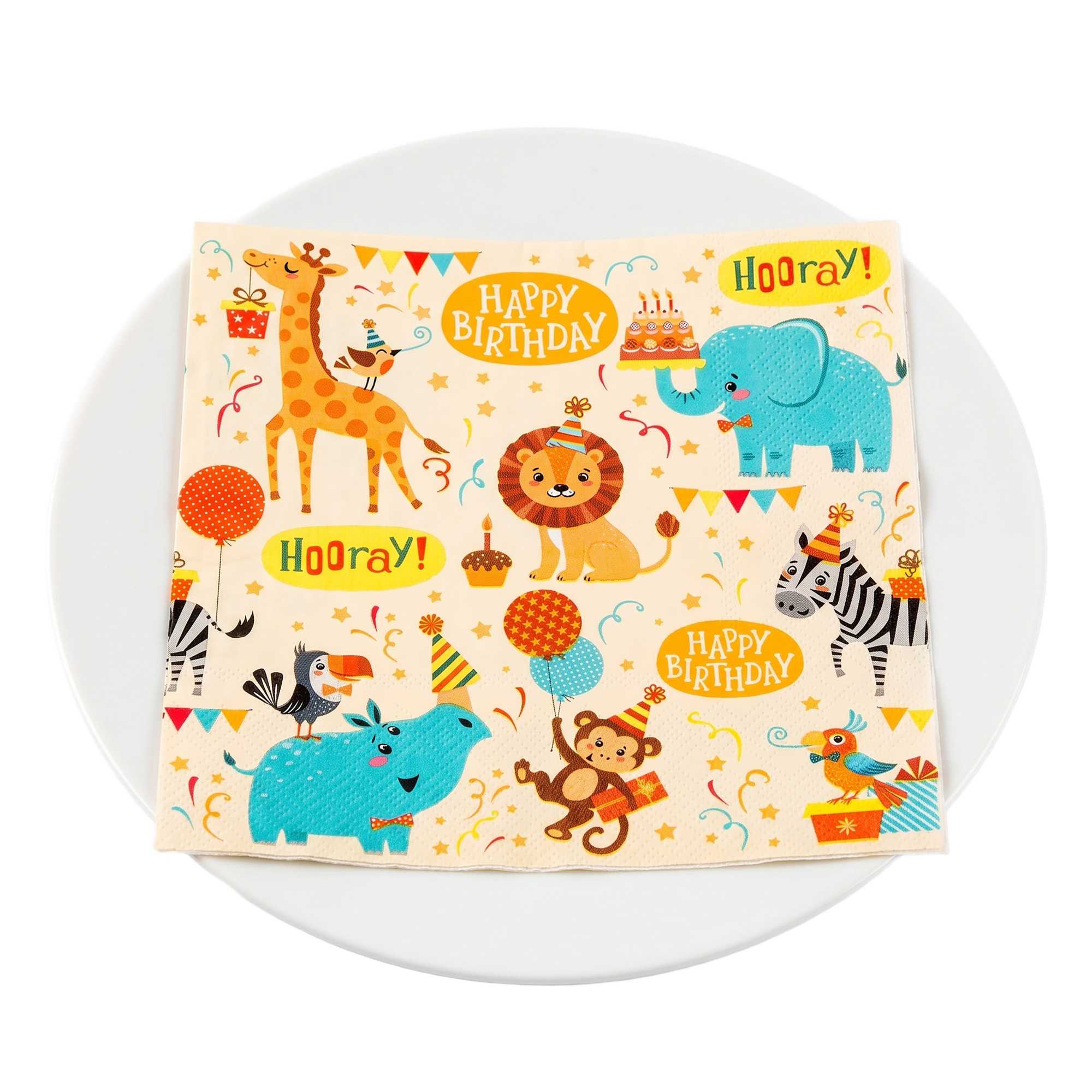 Luxenap Assorted Paper Luncheon Napkin - Jungle Safari - 13" x 13" - 500 count box