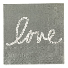 Gray Paper Luncheon Napkin - Love, Script - 13