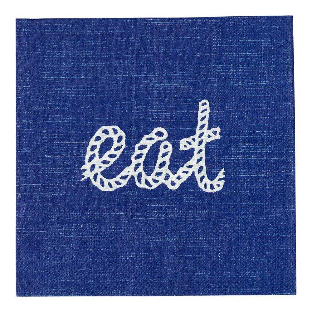 Luxenap Navy Paper Luncheon Napkin - Eat, Rope Script - 13" x 13" - 20 count box