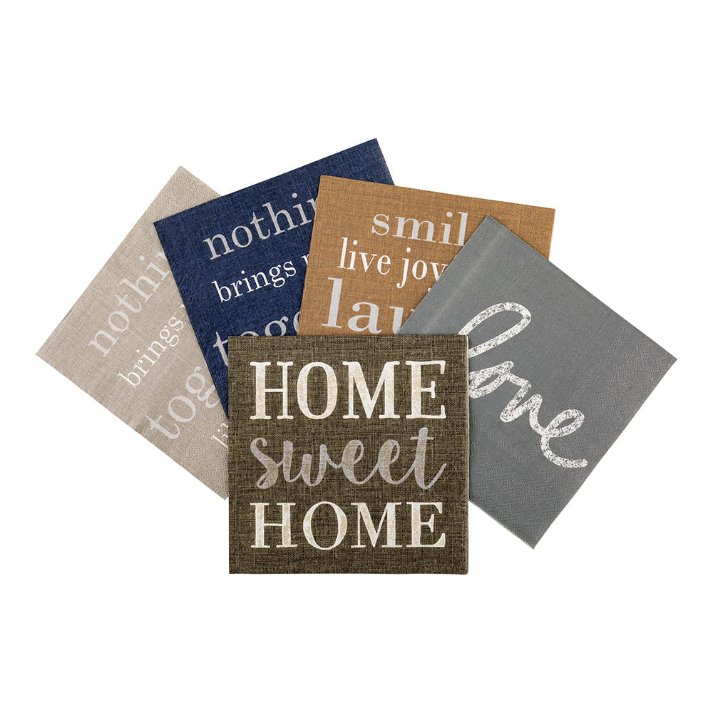 Napluxe Dark Gray Paper Luncheon Napkin - Home Sweet Home - 13" x 13" - 500 count box