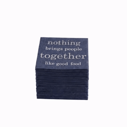Luxenap Navy Paper Luncheon Napkin - Good Food - 13" x 13" - 20 count box