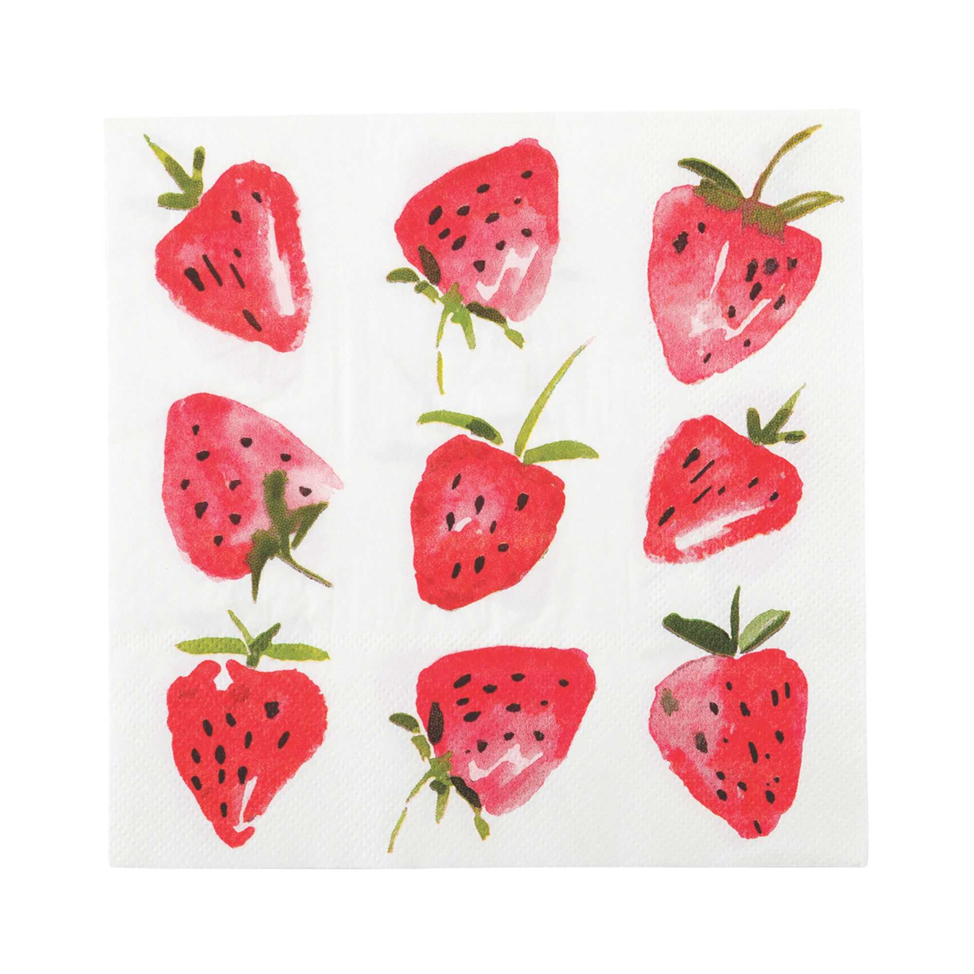 Luxenap White Paper Luncheon Napkin - Strawberry Watercolor - 13" x 13" - 500 count box