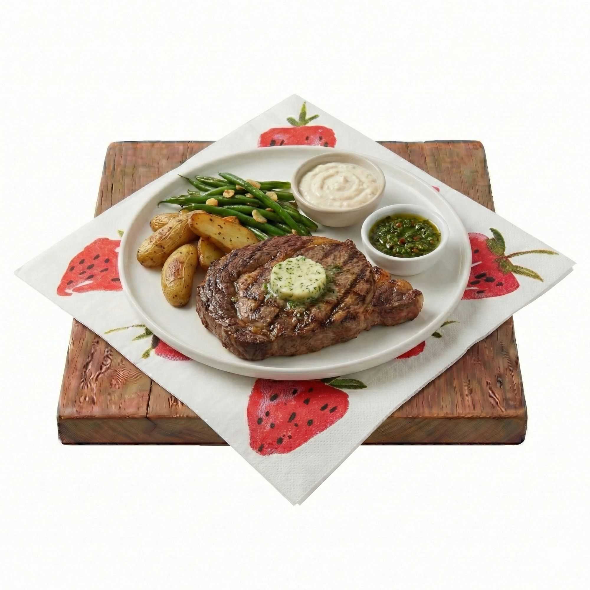 Luxenap White Paper Luncheon Napkin - Strawberry Watercolor - 13" x 13" - 500 count box