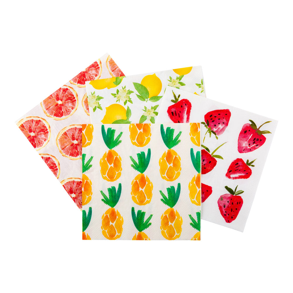 Luxenap White Paper Luncheon Napkin - Pineapple Watercolor - 13" x 13" - 500 count box