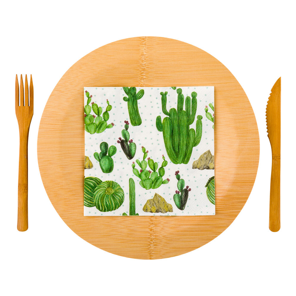 Luxenap White Paper Luncheon Napkin - Cactus - 13" x 13" - 500 count box