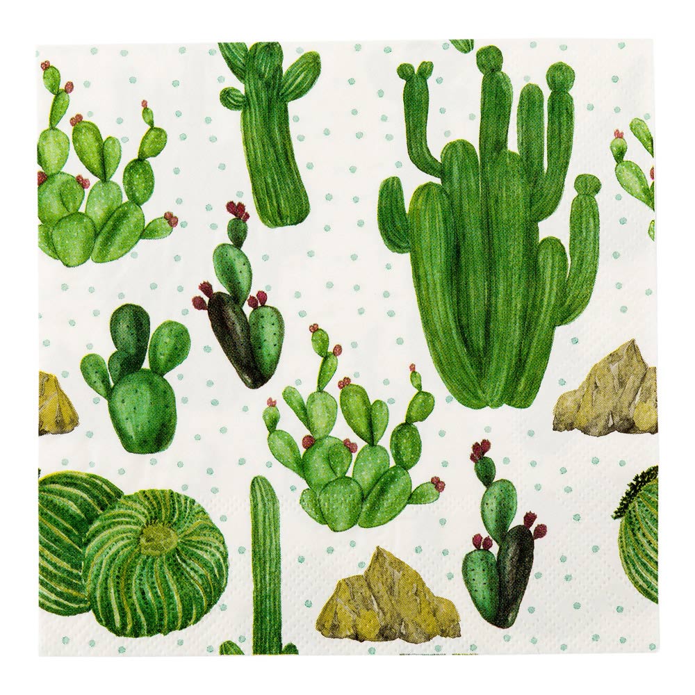 Luxenap White Paper Luncheon Napkin - Cactus - 13" x 13" - 500 count box