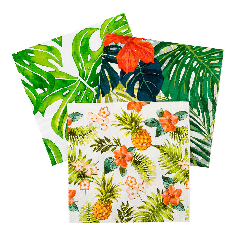 Luxenap White Paper Luncheon Napkin - Hawaiian Vacation - 13" x 13" - 500 count box