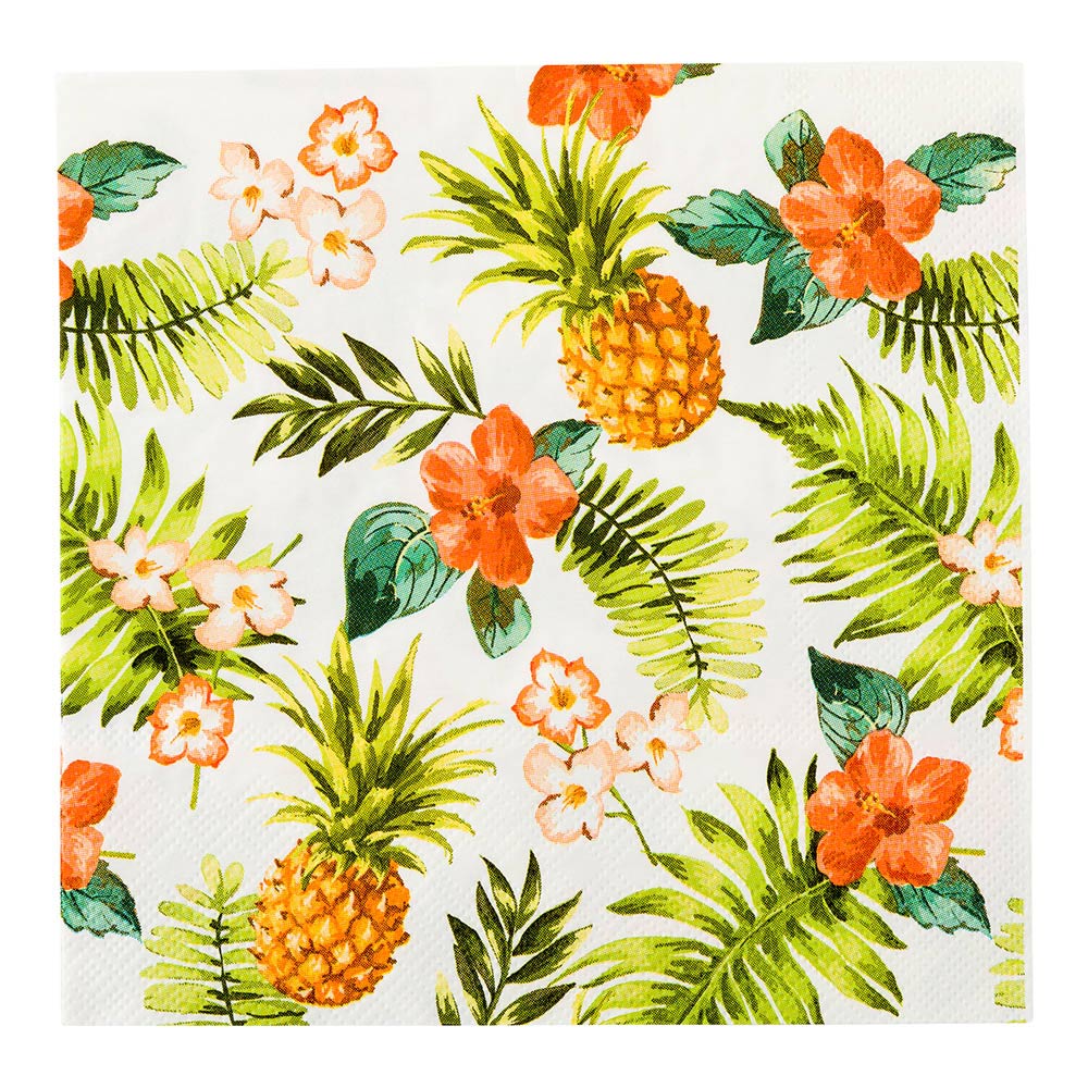 Luxenap White Paper Luncheon Napkin - Hawaiian Vacation - 13" x 13" - 500 count box