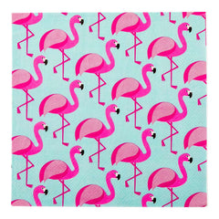 Sky Blue Paper Luncheon Napkin - Florida Flamingo - 13