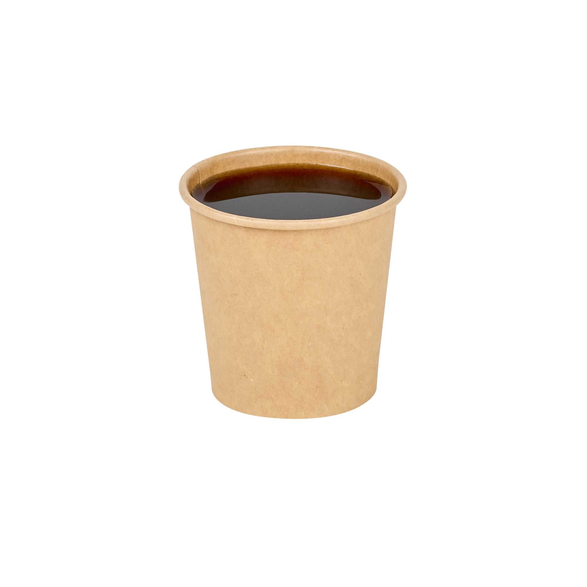 Chef 101 4 oz Natural Unbleached Paper Coffee Cup - Single Wall - 2 1/2" x 2 1/2" x 2 1/2" - 1000 count box