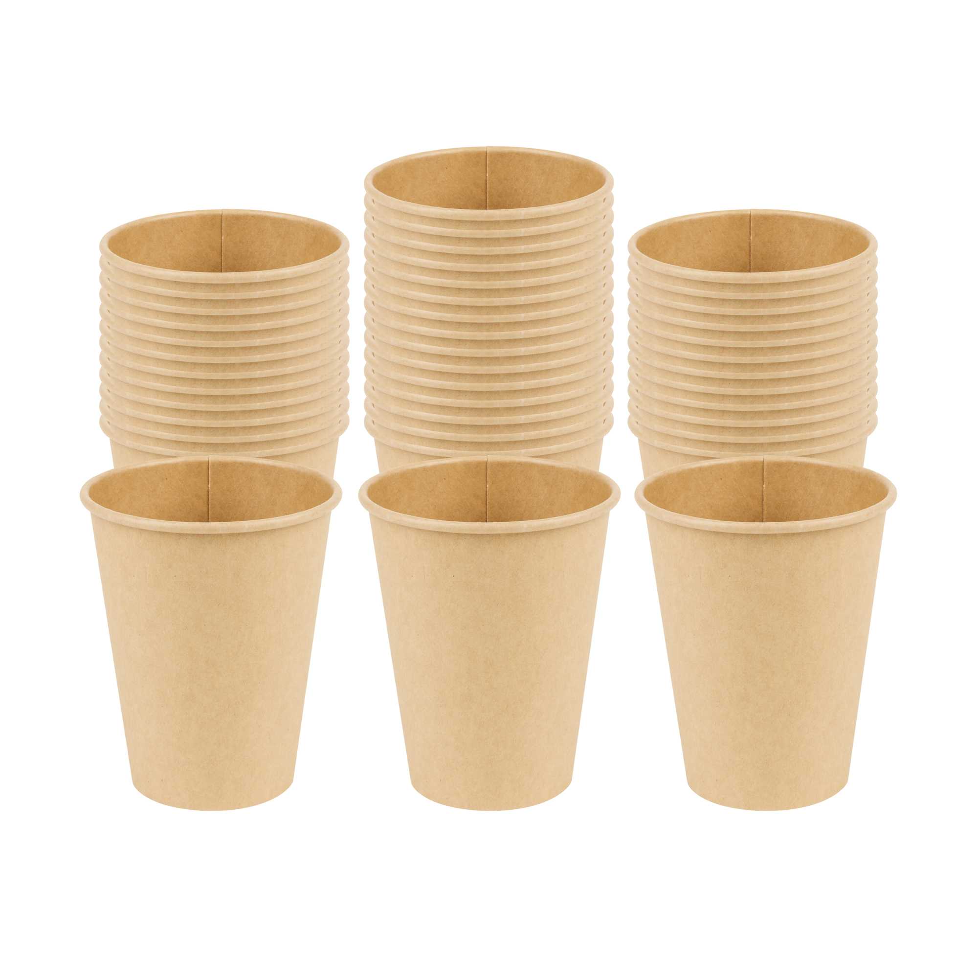 Chef 101 12 oz Natural Paper Unbleached Coffee Cup - Single Wall - 3 1/2" x 3 1/2" x 4 1/4" - 50 count box