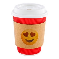Restpresso Kraft Paper Heart Eyes Emoji Coffee Cup Sleeve - Fits 12 / 16 / 20 oz Cups - 50 count box