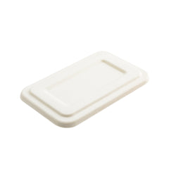 Pulp Tek Rectangle White Sugarcane / Bagasse Lid - Fits 2-Compartment Take Out Container - 9 1/4