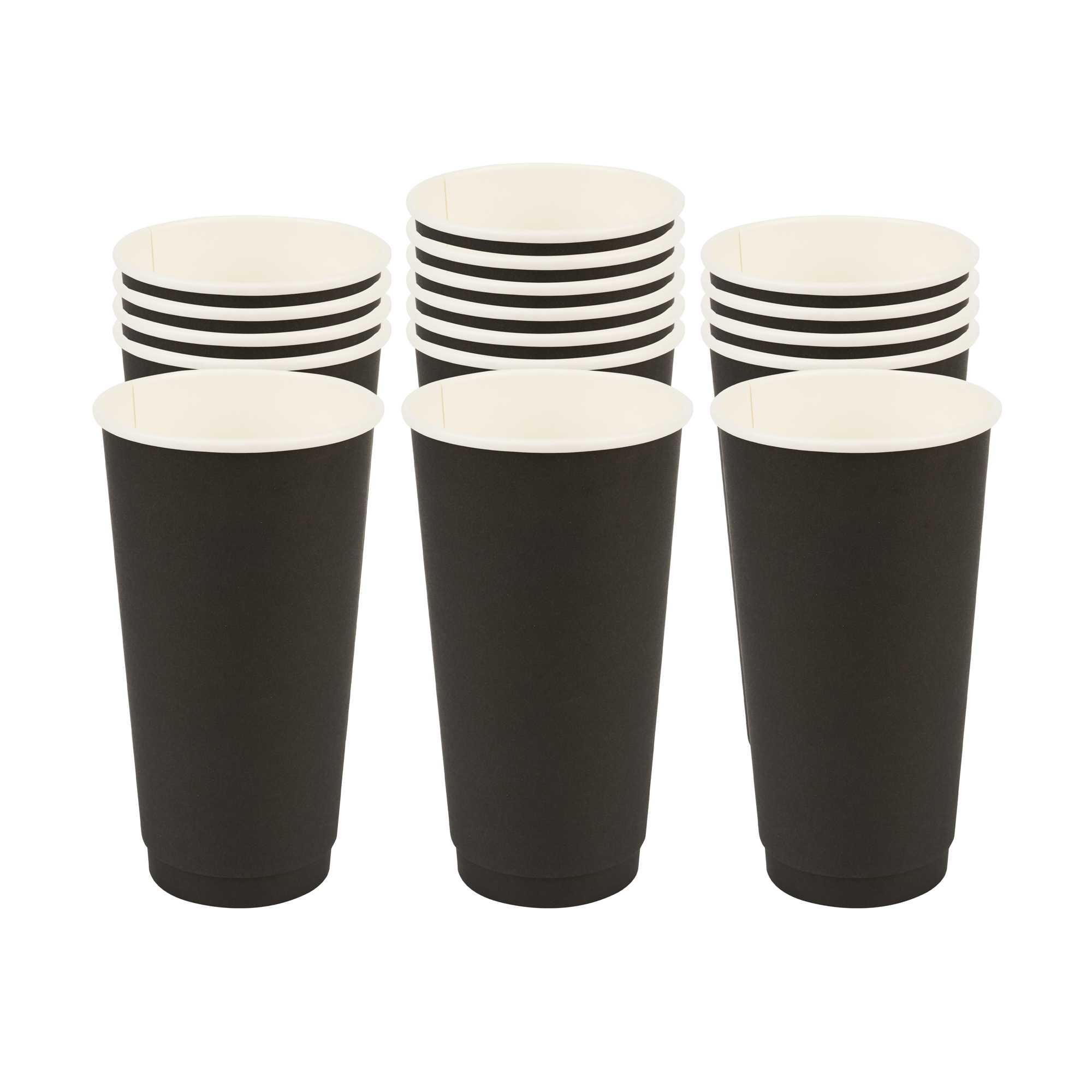 Restpresso 20 oz Black Paper Coffee Cup - Double Wall - 3 1/2" x 3 1/2" x 6 1/4" - 250 count box