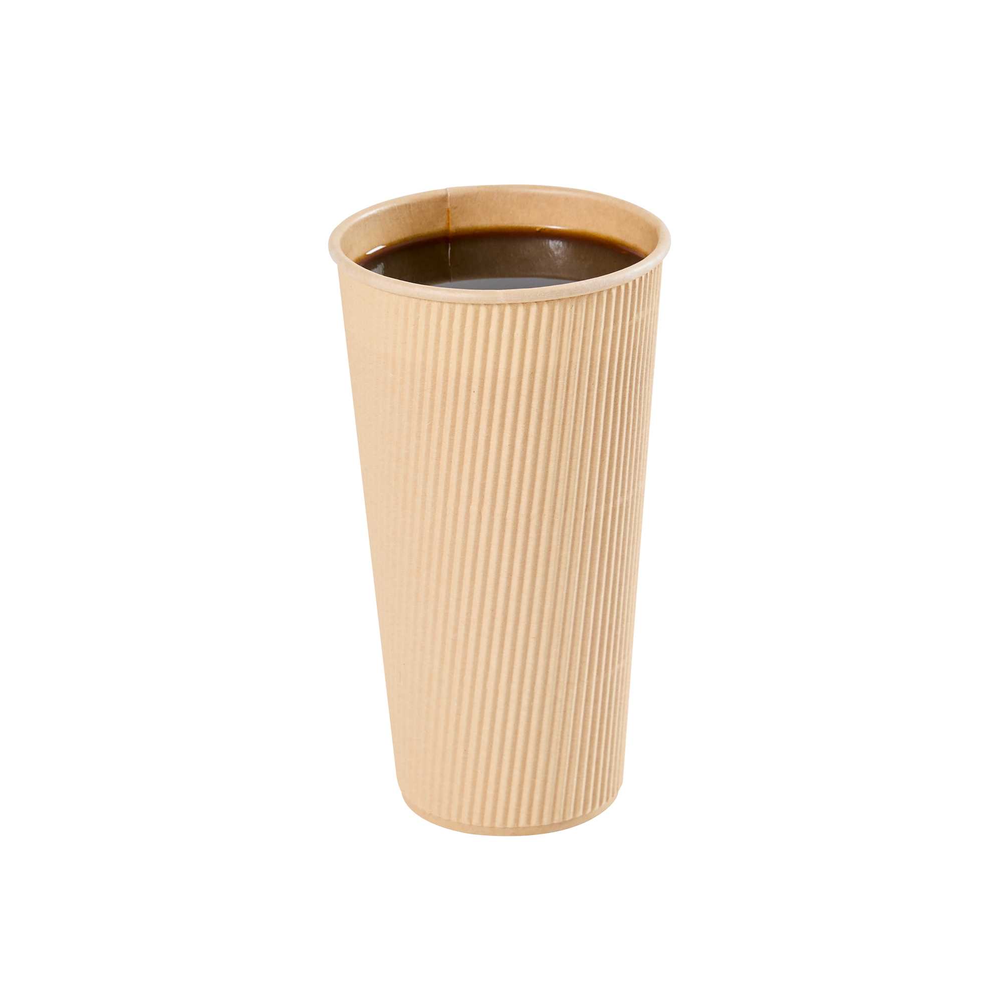 Restpresso 20 oz Kraft Paper Coffee Cup - Ripple Wall - 3 1/2" x 3 1/2" x 6 1/4" - 250 count box