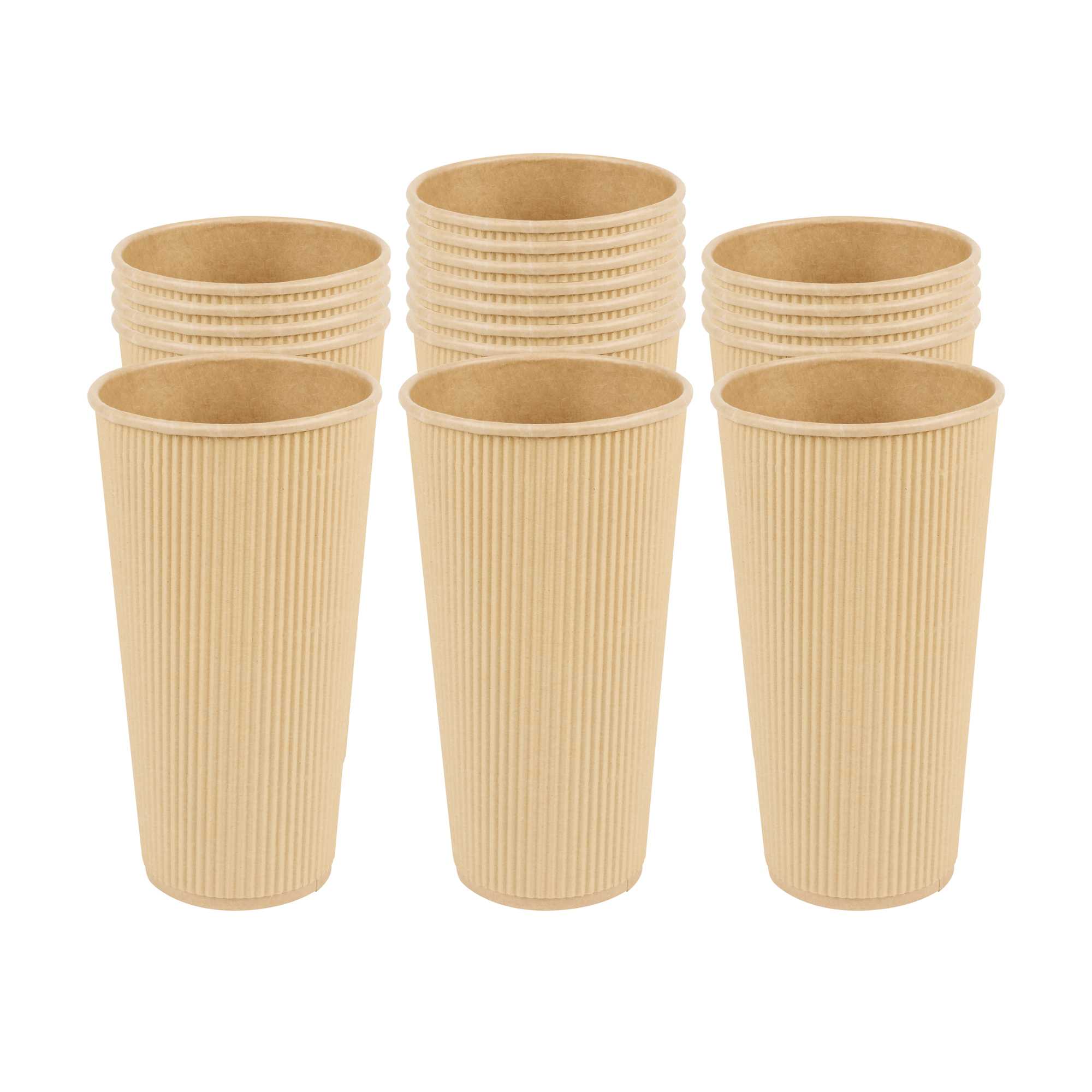 Restpresso 20 oz Kraft Paper Coffee Cup - Ripple Wall - 3 1/2" x 3 1/2" x 6 1/4" - 250 count box