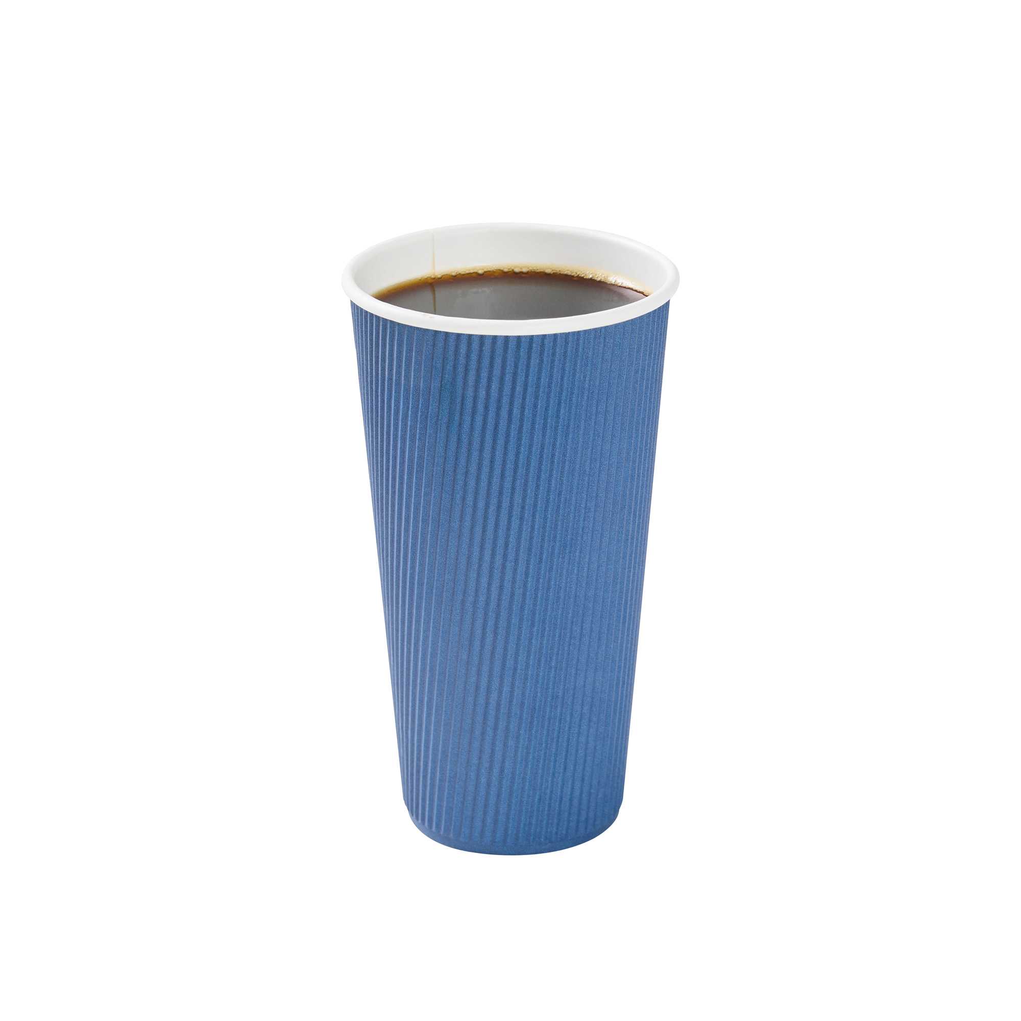 20 oz Midnight Blue Paper Coffee Cup - Ripple Wall - 3 1/2" x 3 1/2" x 6 1/4" - 10 count box