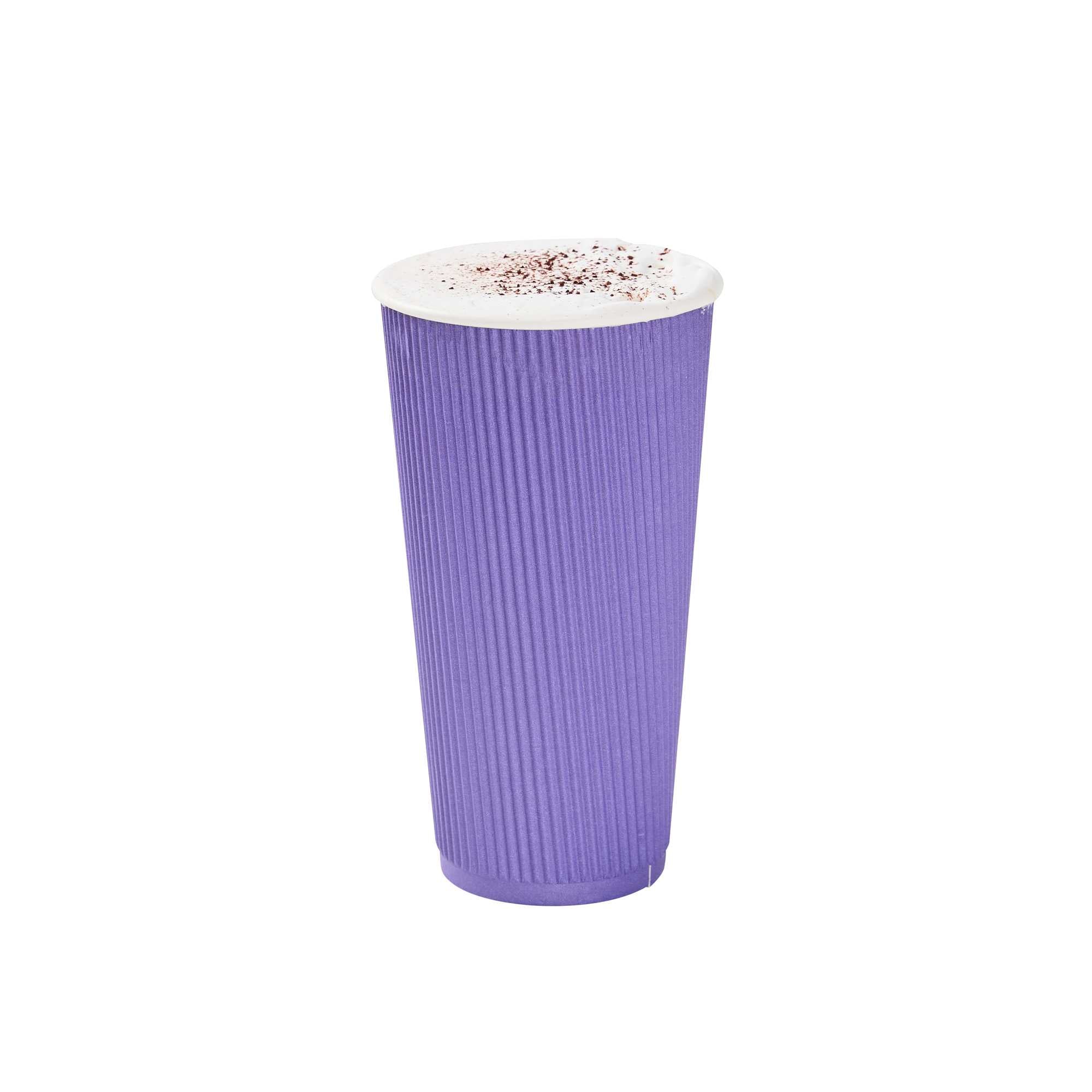 20 oz Royal Purple Paper Coffee Cup - Ripple Wall - 3 1/2" x 3 1/2" x 6 1/4" - 10 count box