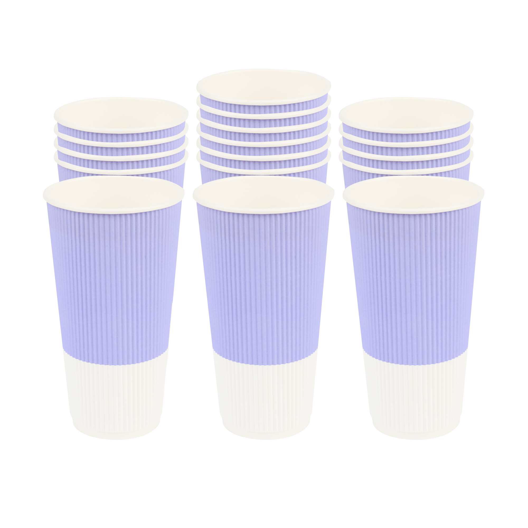 20 oz Light Purple Paper Coffee Cup - Ripple Wall - 3 1/2" x 3 1/2" x 6 1/4" - 10 count box