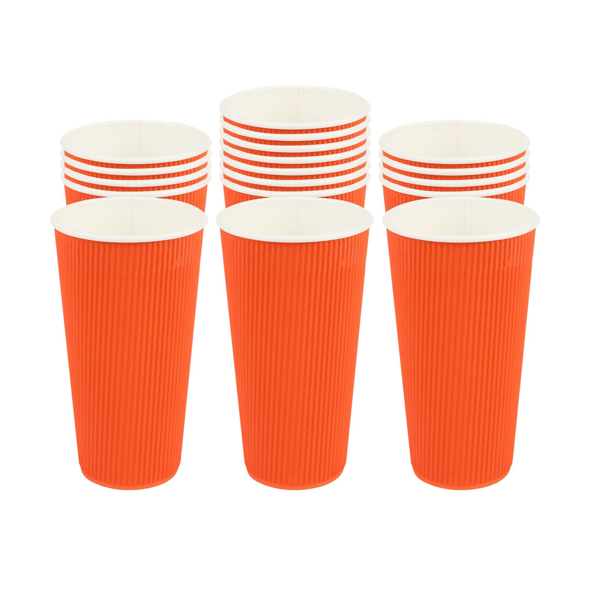 20 oz Tangerine Orange Paper Coffee Cup - Ripple Wall - 3 1/2" x 3 1/2" x 6 1/4" - 10 count box