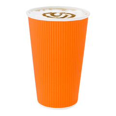 20 oz Tangerine Paper Coffee Cup - Ripple Wall - 3 1/2