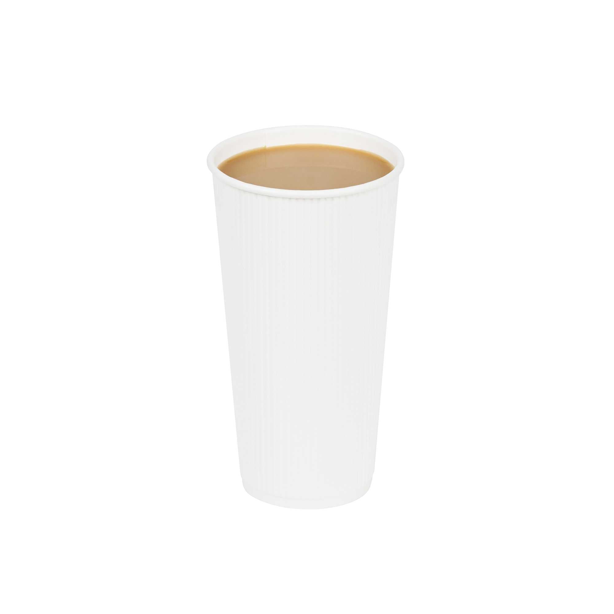 20 oz White Paper Coffee Cup - Ripple Wall - 3 1/2" x 3 1/2" x 6 1/4" - 10 count box