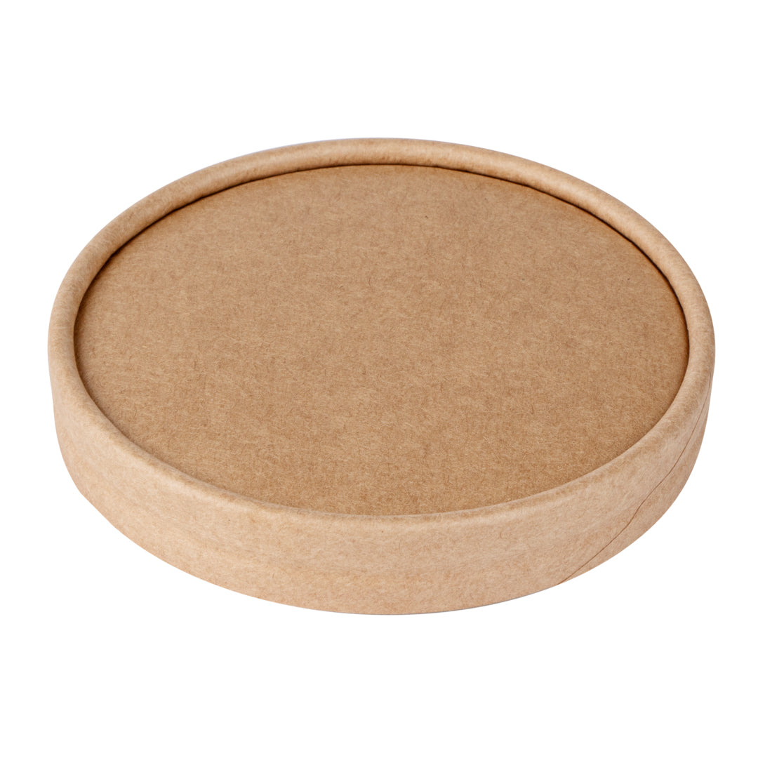 Coppetta Round Kraft Paper To Go Cup Lid - Fits 8 oz - 3 3/4" x 3 3/4" x 1/2" - 50 count box