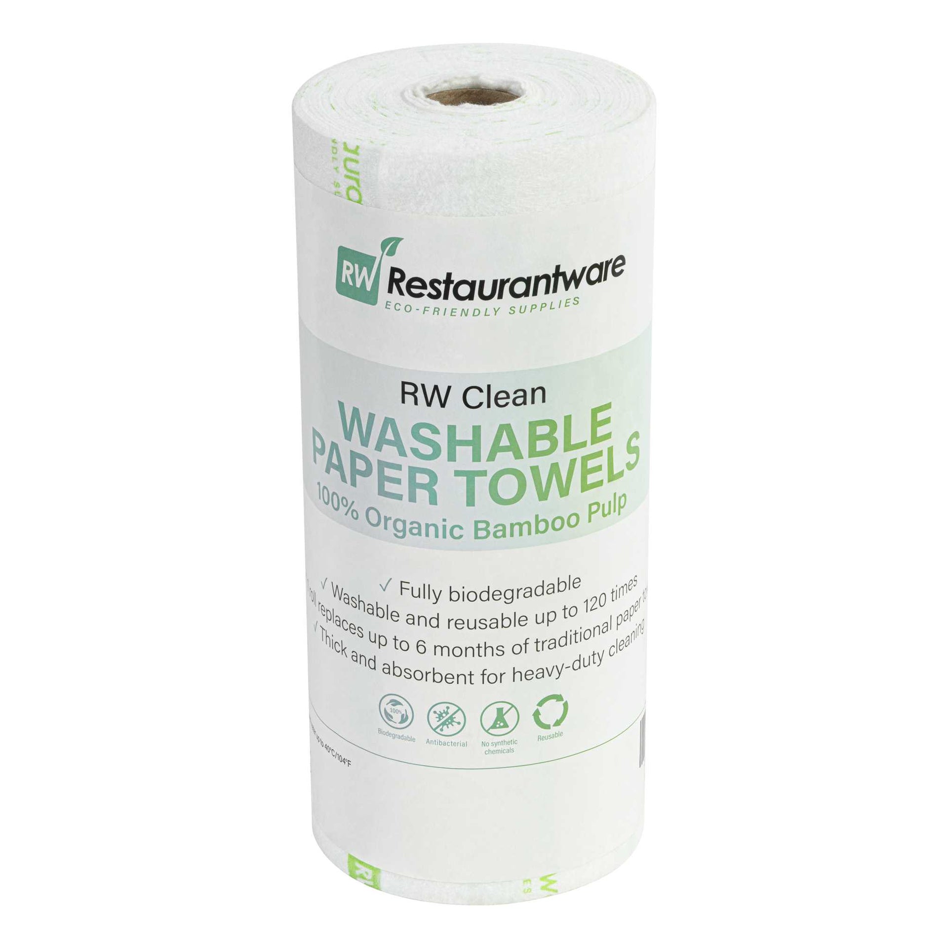 RW Clean White Bamboo Washable Paper Towel Roll - 11" x 11" - 50 Sheets x 10 Rolls