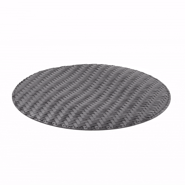 Amalfi Basketweave Woven Round Metallic Gray Pearl Placemat - 15" x 15" - 6 count box