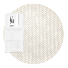 Amalfi Basketweave Woven Round White Pearl Placemat - 15
