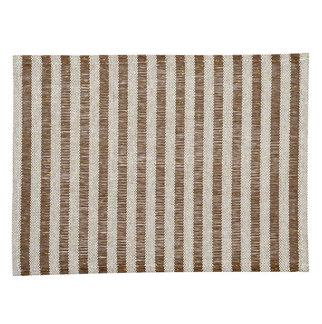 Carmel Mesh Dark Brown Striped Placemat - 16" x 12" - 6 count box