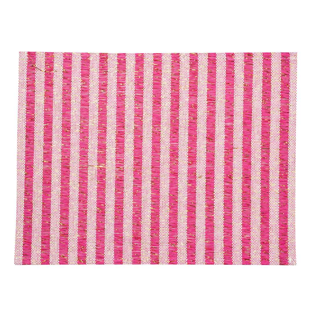 Carmel Mesh Pink Striped Placemat - 16" x 12" - 6 count box