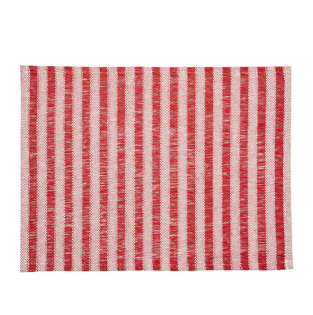 Carmel Mesh Red Striped Placemat - 16" x 12" - 6 count box