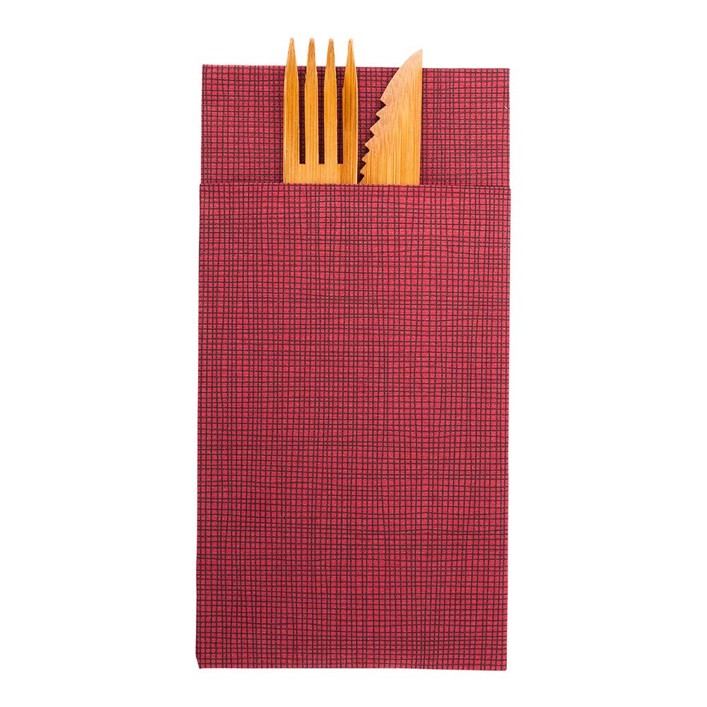 Luxenap Bordeaux Paper Napkin - Kangaroo, Air Laid, with Black Threads - 15 3/4" x 15 3/4" - 40 count box