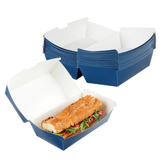 Bio Tek Rectangle Frenchie Paper Hot Dog / Sandwich Clamshell Container - 6 3/4