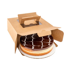 Cater Tek Square Kraft Paper Cake / Lunch Box - with Pop-Up Handle, Window - 9