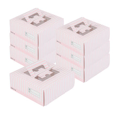 Cater Tek Square Pink and White Stripe Paper Cake / Lunch Box - with Pop-Up Handle, Window - 9