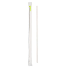 Bev Tek White Paper Straw - Wrapped, Biodegradable, 7.5mm - 10