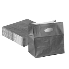 Bag Tek Rectangle Gray Paper Take Out Bag - with Handles - 11