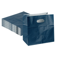 Bag Tek Rectangle Midnight Blue Paper Take Out Bag - with Handles - 11