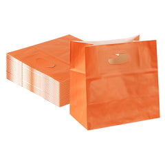 Bag Tek Rectangle Tangerine Orange Paper Take Out Bag - with Handles - 11