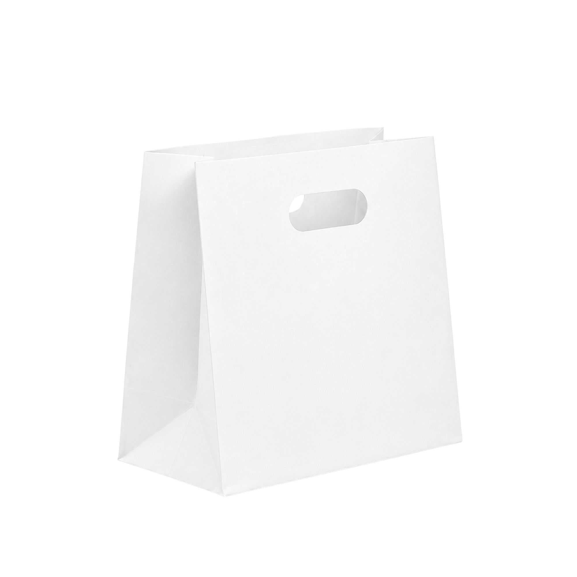 Bag Tek Rectangle White Paper Take Out Bag - with Handles - 11" x 7" x 11" - 100 count box