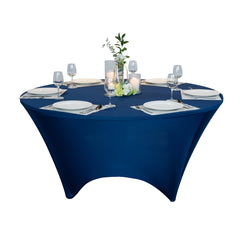 Table Tek Round Blue Spandex Table Cover - Contour Cut - 72