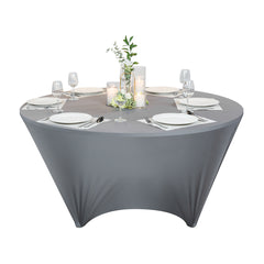 Table Tek Round Charcoal Gray Spandex Table Cover - Contour Cut - 72