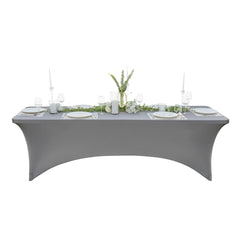 Table Tek Rectangle Charcoal Gray Spandex Table Cover - Contour Cut - 96