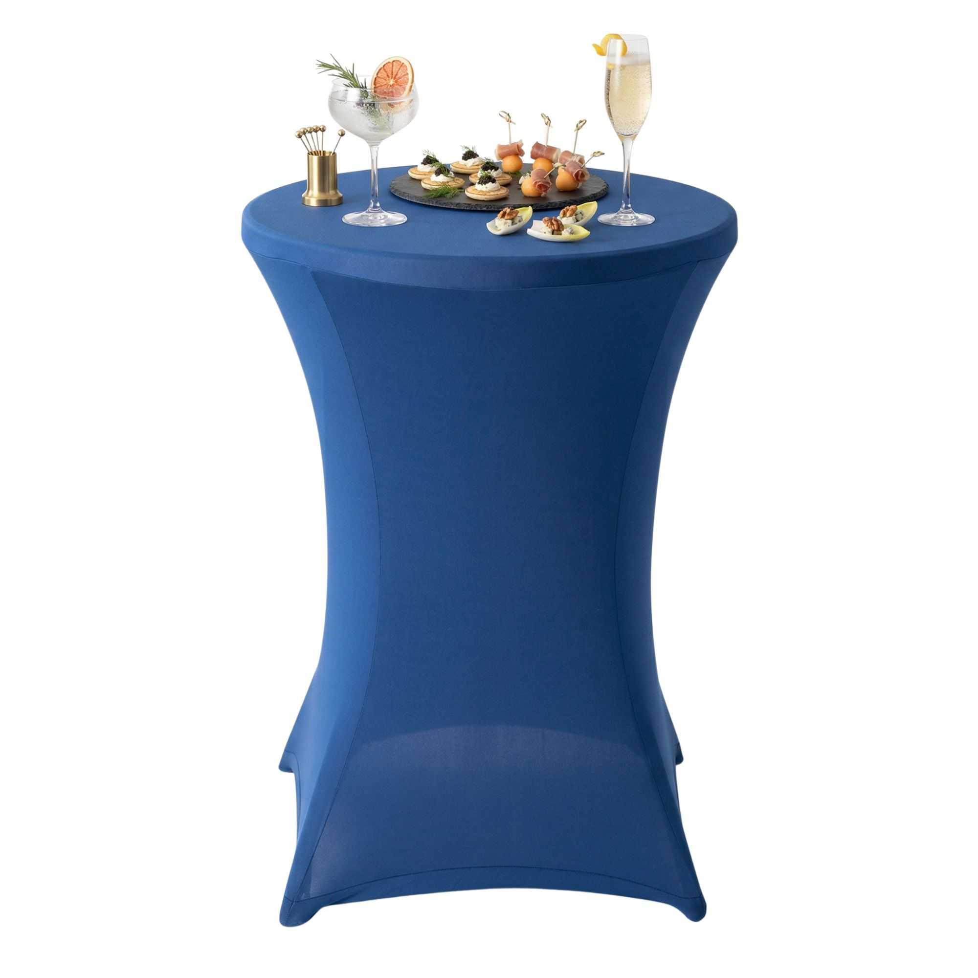 Table Tek Round Blue Spandex Table Cover - Bar Height - 36" - 10 count box